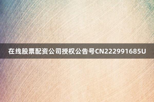 在线股票配资公司授权公告号CN222991685U